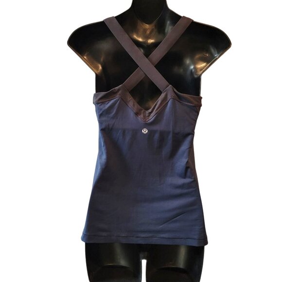 Lululemon Athletica Run Mile a Minute Navy Blue Black Tank Size 6 (No Size Tag) - Picture 5 of 9